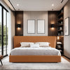Osaka- Cosy King/Queen Size Wood-Leather Bed with Two Table