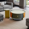 Orenda - Stylish Round Wooden Nesting Coffee Table With Storage