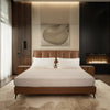 Sweven- Luxury King/Queen Size Wood-Leather Bed With Table