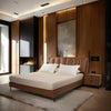 Sweven- Luxury King/Queen Size Wood-Leather Bed With Table