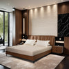 Sweven- Luxury King/Queen Size Wood-Leather Bed With Table