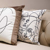 Line Drawn Face Imprinted Sofa Pillow