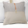 Splicing Leather Grey and Cream Colored Pillow Cover