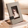 Bamboo Patterned Grey Leather Photo Holder