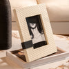 Modern White Bamboo Patterned Photo Holder