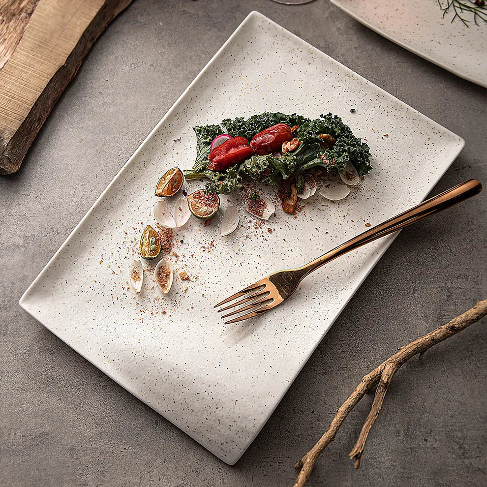 Sleek White Unique Rectangular Plate – MAAC HOME