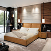 Fevre Luxury King/Queen Size Wood-Leather Bed, Storage & Table