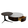 Epoch- Round Shaped Wooden Duo Coffee Table with Storage