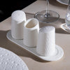 White shaker set with toothpick holder