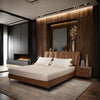 Sweven- Luxury King/Queen Size Wood-Leather Bed With Table
