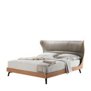 MONZA- Luxury Brown King Size Wooden and Leather Bed