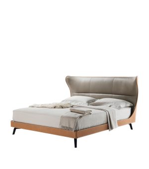 MONZA- Luxury Brown King Size Wooden and Leather Bed