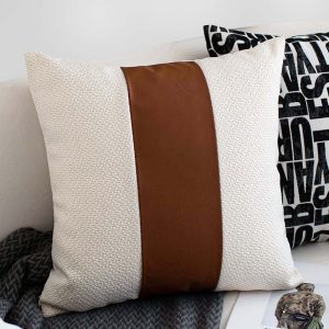 Brown White Leather Sofa Cushion