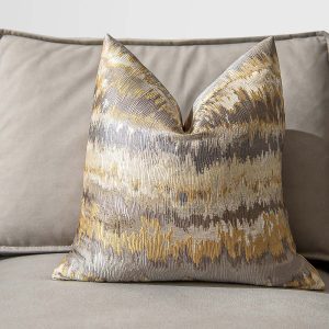 Gold and Brown Waved Square Pillow