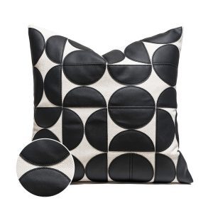 Black Colored Cushion Cover with Semi-Circle Patchwork