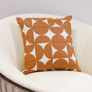 Embroidery Cushion Cover with Semi-Circle Patchwork