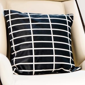 Black And White Plaid Patterned Cushion