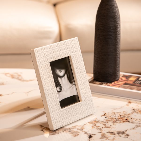 Crocodile Skin Textured White Photo Frame