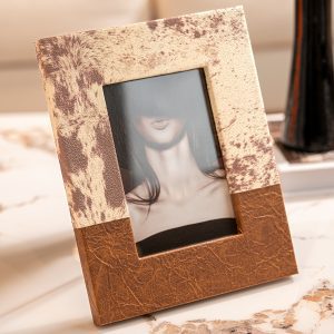 Leopard Themed Brown Leather Photo Frame