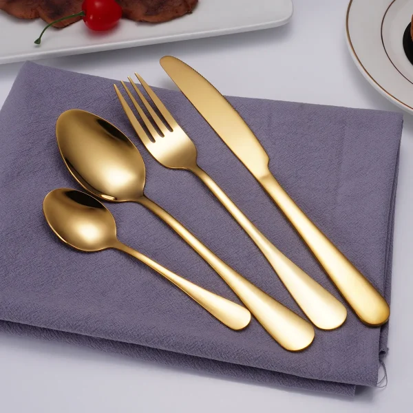 Gold cutlery for dinner