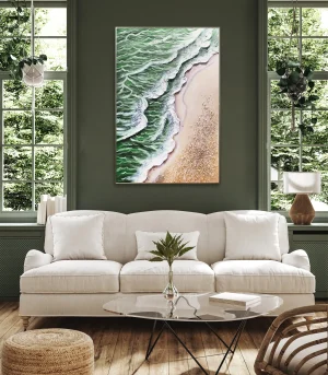 Serene green Seascape 3D Relief Painting