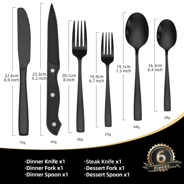 Black full cutlery set