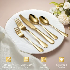 Gold cutlery glossy