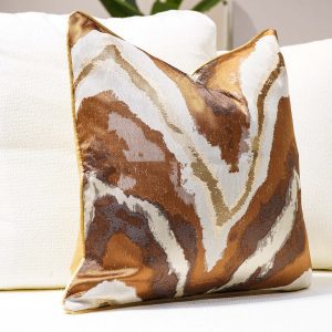 Brown Ocean Wave Printed Cushion