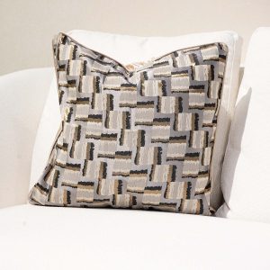 Grey and Brown Geometric Cushion