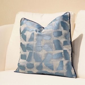 Blue And White Multi Colored Sofa Pillow