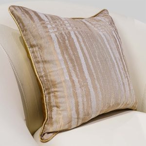 Gold and White Striped Sofa Cushion