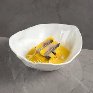 Glossy white irregular bowl