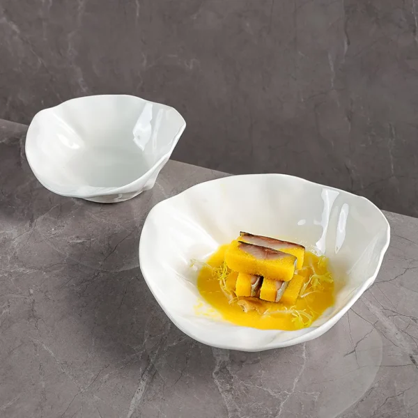 Glossy white irregular bowl