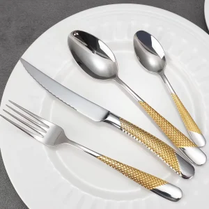 gold and steel cutlery