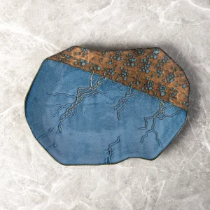 irregular plate tray blue