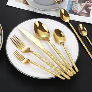 Gold cutlery shiny