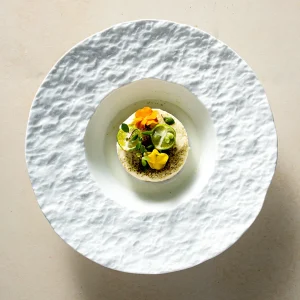 Rock wide rim white soup plate