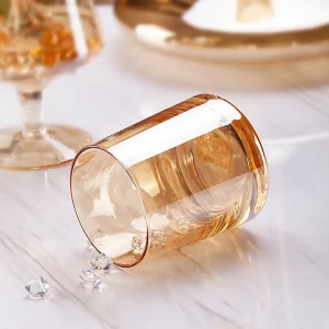 Gold rim dazzle colour Glass cup