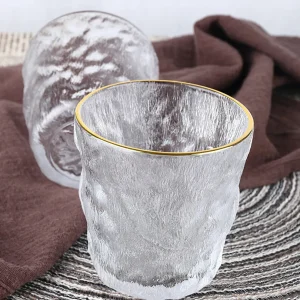 Gold rim frosted Glass cup