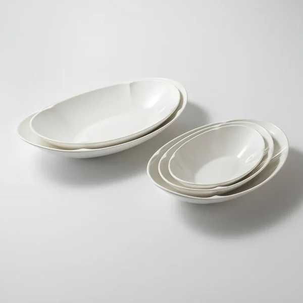 White oval bowls