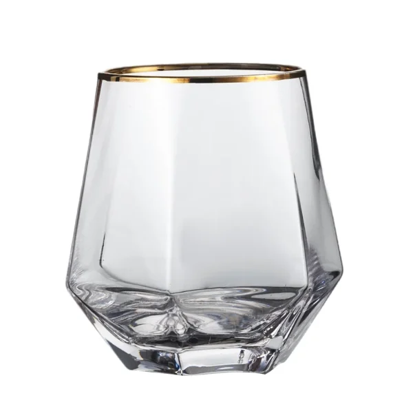 Gold rim hexagon Glass cup