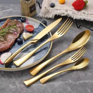 gold cutlery shiny