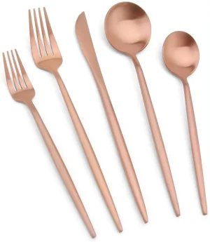 rose gold cutlery shinning