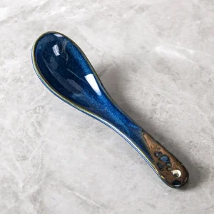 blue ceramic spoon