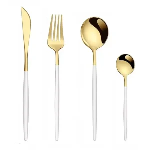 white gold cutlery