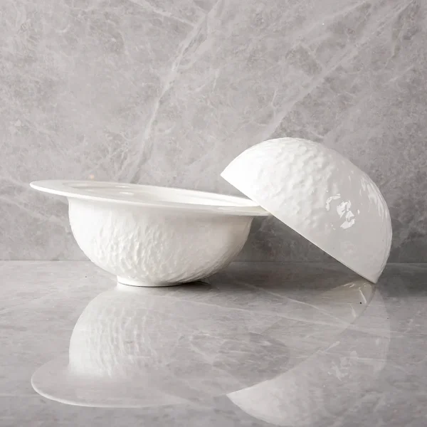 round bowl white soup set